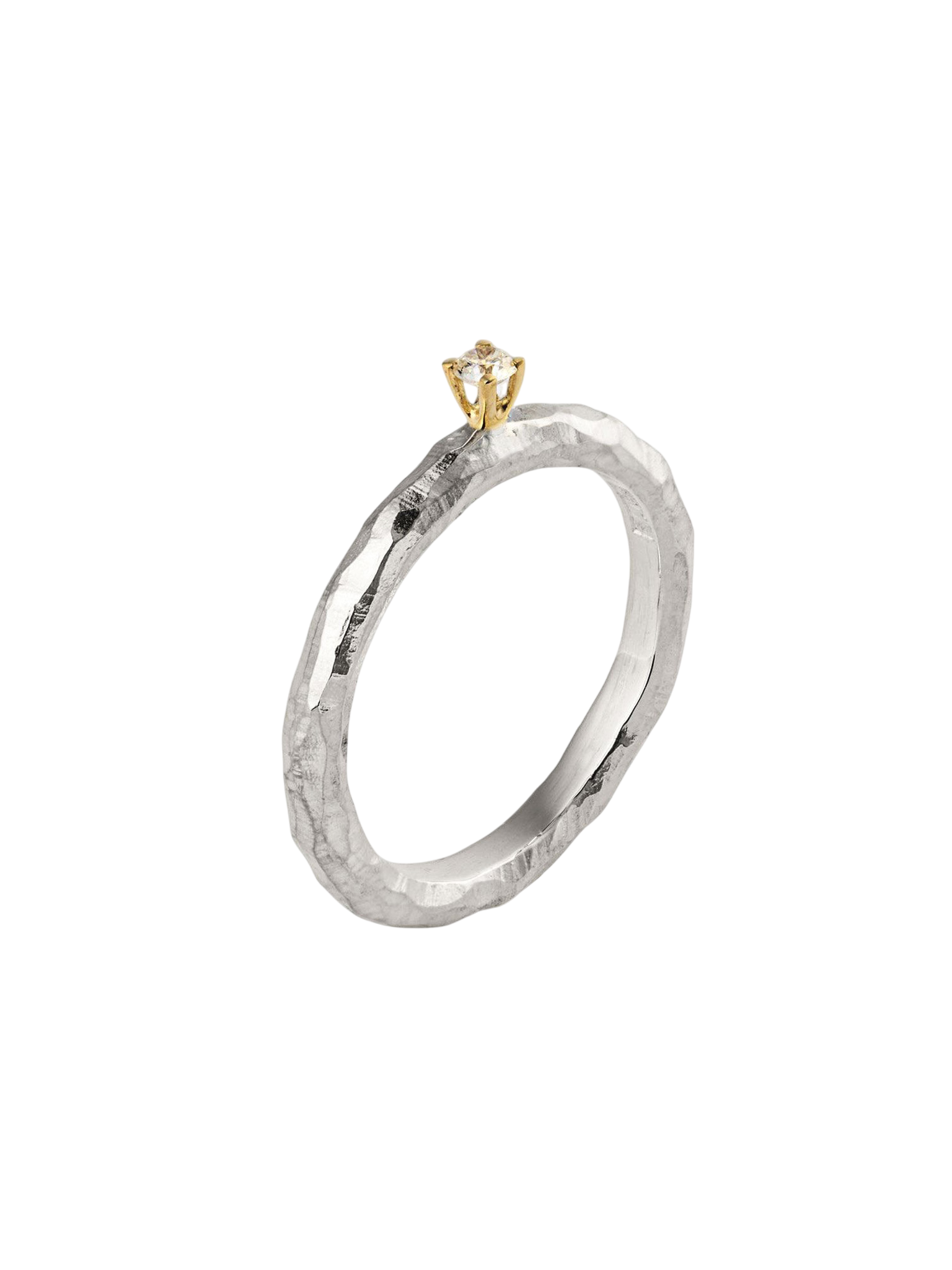 Ringo 0,06 - ring in silver and 18k yellow gold with 0,06ct diamond, 3 mm.